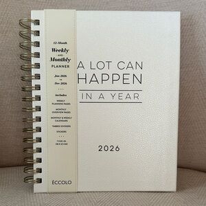 Planner Monthly And Weekly Eccolo Cream 2026 Planner with Gold Spiral